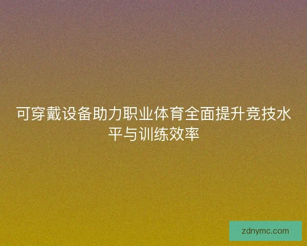 可穿戴设备助力职业体育全面提升竞技水平与训练效率